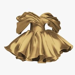 Elegant Gold Off-Shoulder Dress